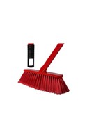 12" Deluxe Broom Complete with Handle - Red