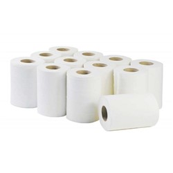 Mini Centrefeed Hand Towel Roll 1 Ply White (12 Rolls)