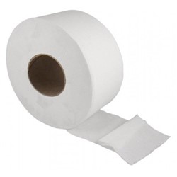 Mini Jumbo Toilet Roll 2 ply White 3" Core (12 Rolls)