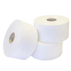 Luxury Mini Jumbo Toilet Roll 2 ply White 2¼" Core (12 Rolls)